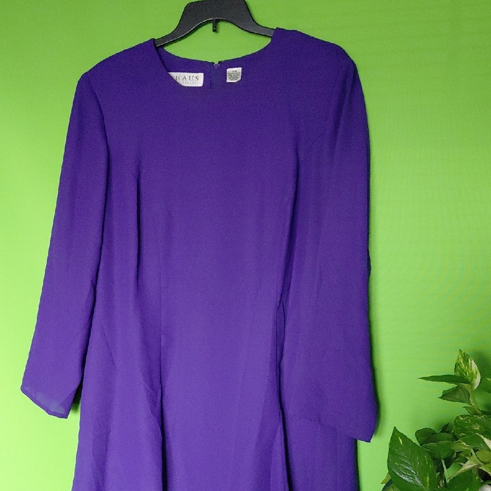 Chaus Purple Long Sleeve Dress, Sz. 20W - Picture 3 of 5